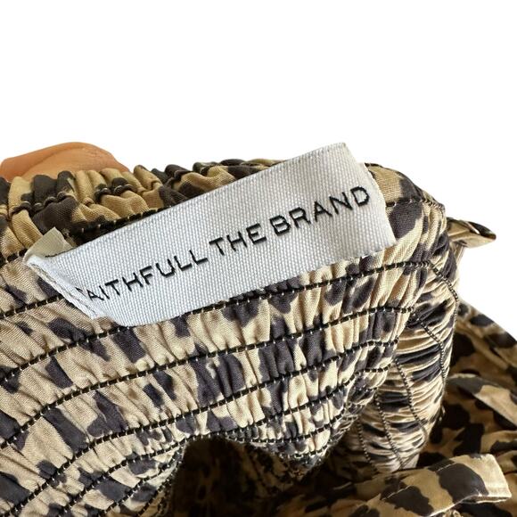 FAITHFULL THE BRAND Tan Leopard Animal Print Midi Dress Women's Size Small - Picture 6 of 10